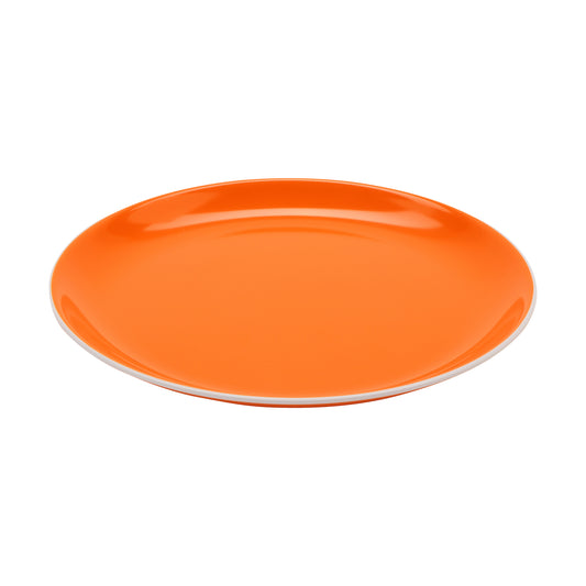 9.5" Orange with White Trim, Melamine Small Round Dinner Plate, G.E.T. Settlement Oasis (12 Pack)