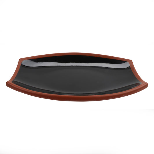 10" balance shiny black/matte terra cotta rectangle melamine plate (medium), 10"L x 7"W x 1"H, GET, cheforward