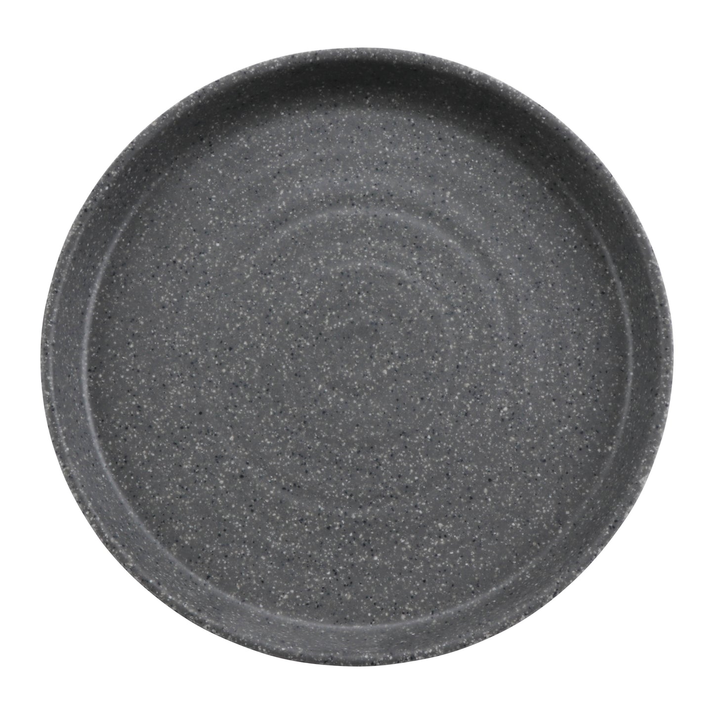 8.14" infuse stone grey/black melamine plate with edge rim (small), 8.14"L x 8.14"W x 1.1"H, GET, cheforward