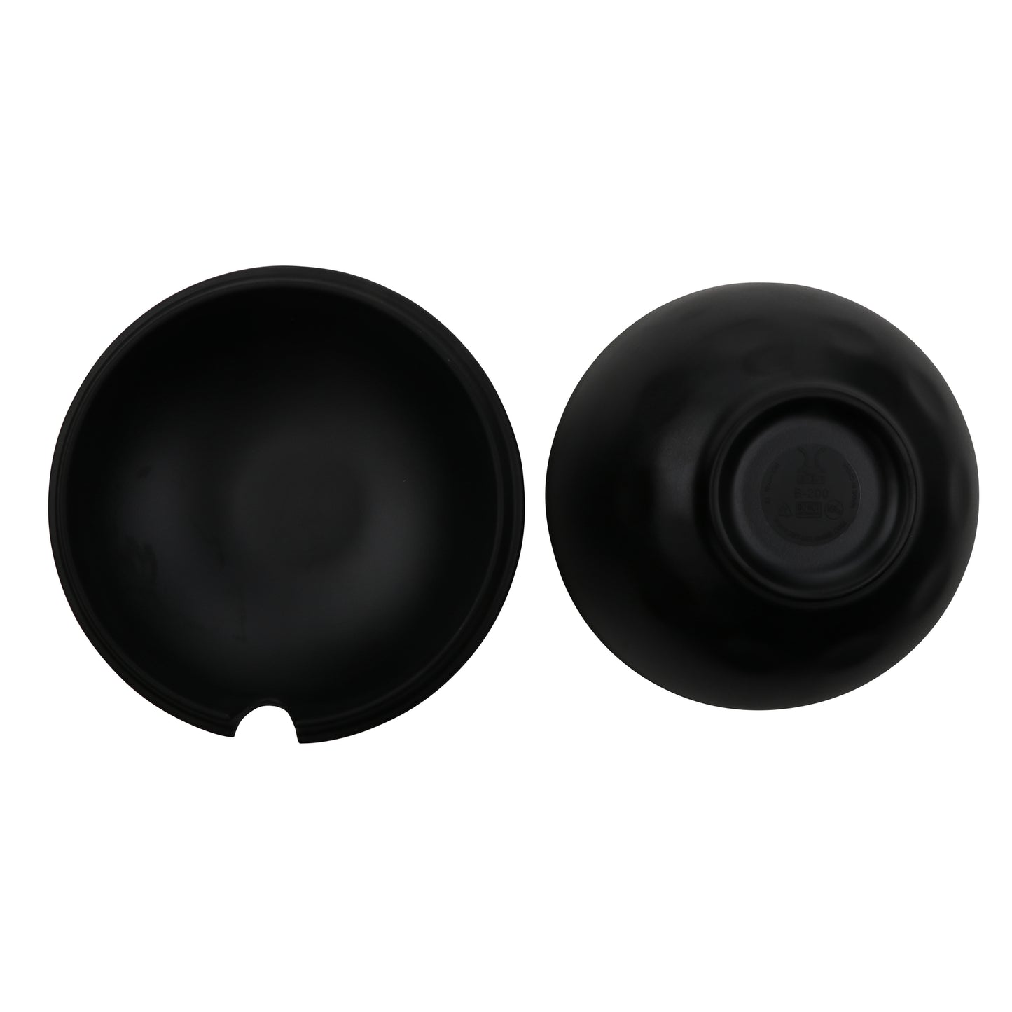 20 oz. Melamine, Black, Round Bowl with Lid, (30 oz. rim-full), 2.265" Deep, 3" H, (5" H with Lid), G.E.T Nara (12 Pack)