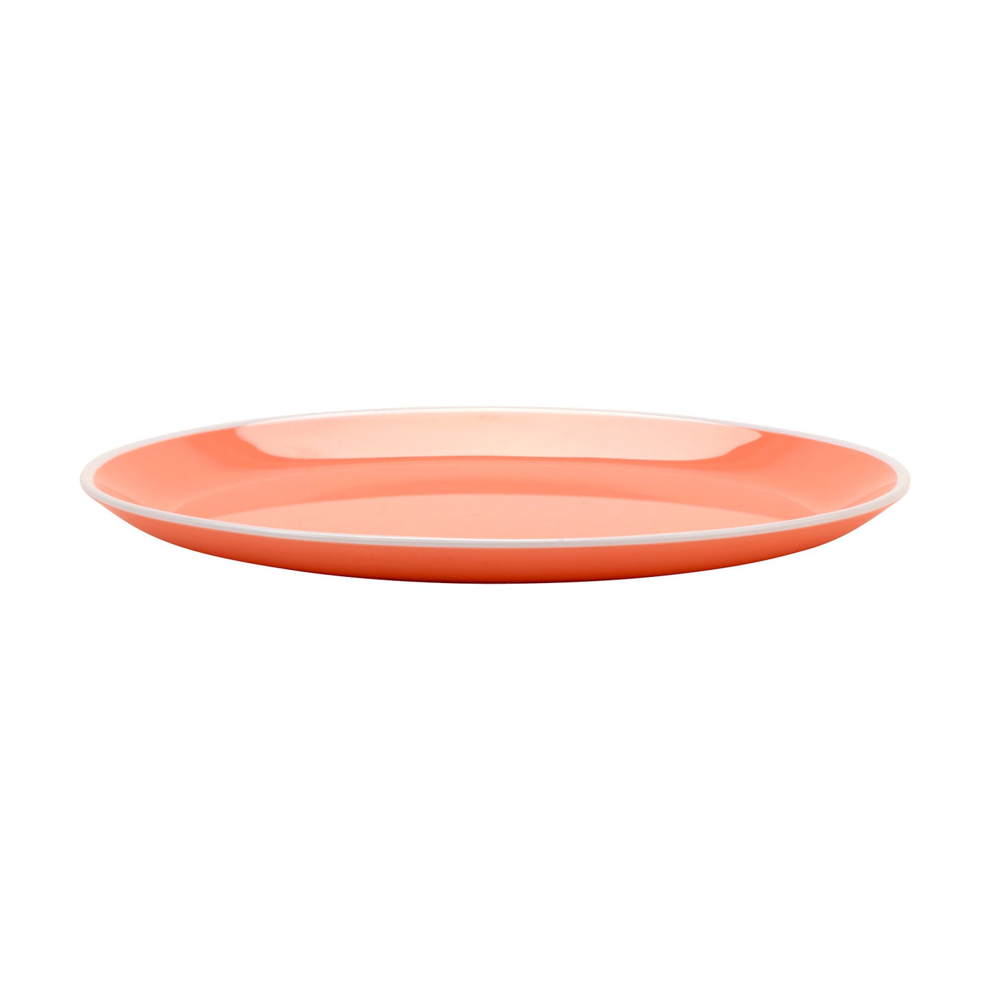 10" x 7.75" Pink with White Trim, Melamine Small Oval Dinner Plate, G.E.T. Settlement Oasis (12 Pack)