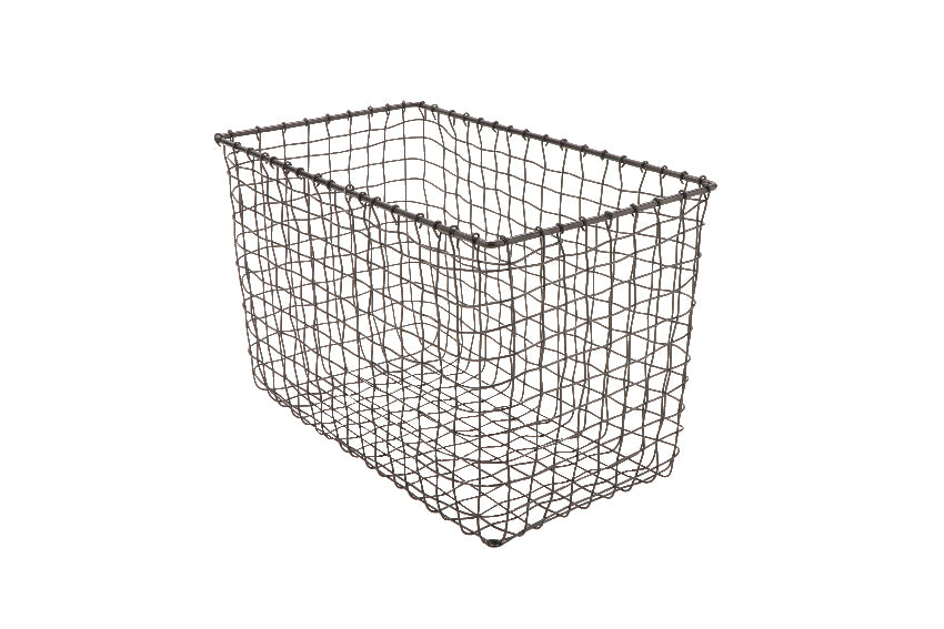 15" L x 8" W x 10" H, Iron Powder Coated, Gun Metal Grey, Rectangular Basket, G.E.T Breeze Baskets