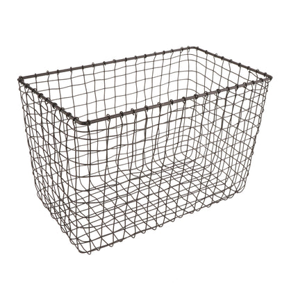 15" L x 8" W x 10" H, Iron Powder Coated, Gun Metal Grey, Rectangular Basket, G.E.T Breeze Baskets