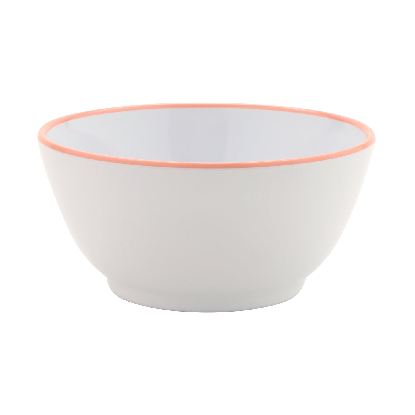 10 oz. White with Pink Trim, Melamine Small Side Salad, Soup Bowl, 12 oz. rim-full, 4.75" dia., 2" deep, G.E.T. Settlement Oasis (12 Pack)