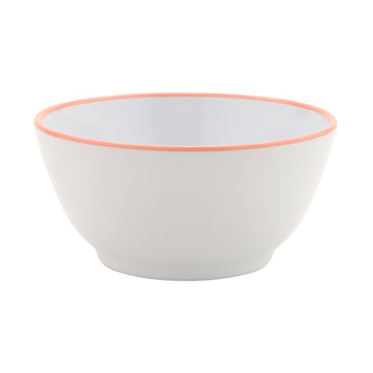 10 oz. White with Pink Trim, Melamine Small Side Salad, Soup Bowl, 12 oz. rim-full, 4.75" dia., 2" deep, G.E.T. Settlement Oasis (12 Pack)