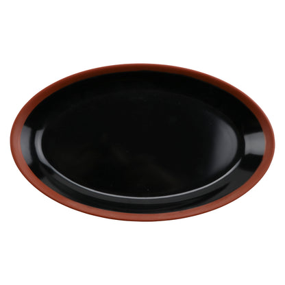 11" balance shiny black/matte terra cotta oval melamine platter (medium), 11"L x 6.5"W x 1.1"H, GET, cheforward