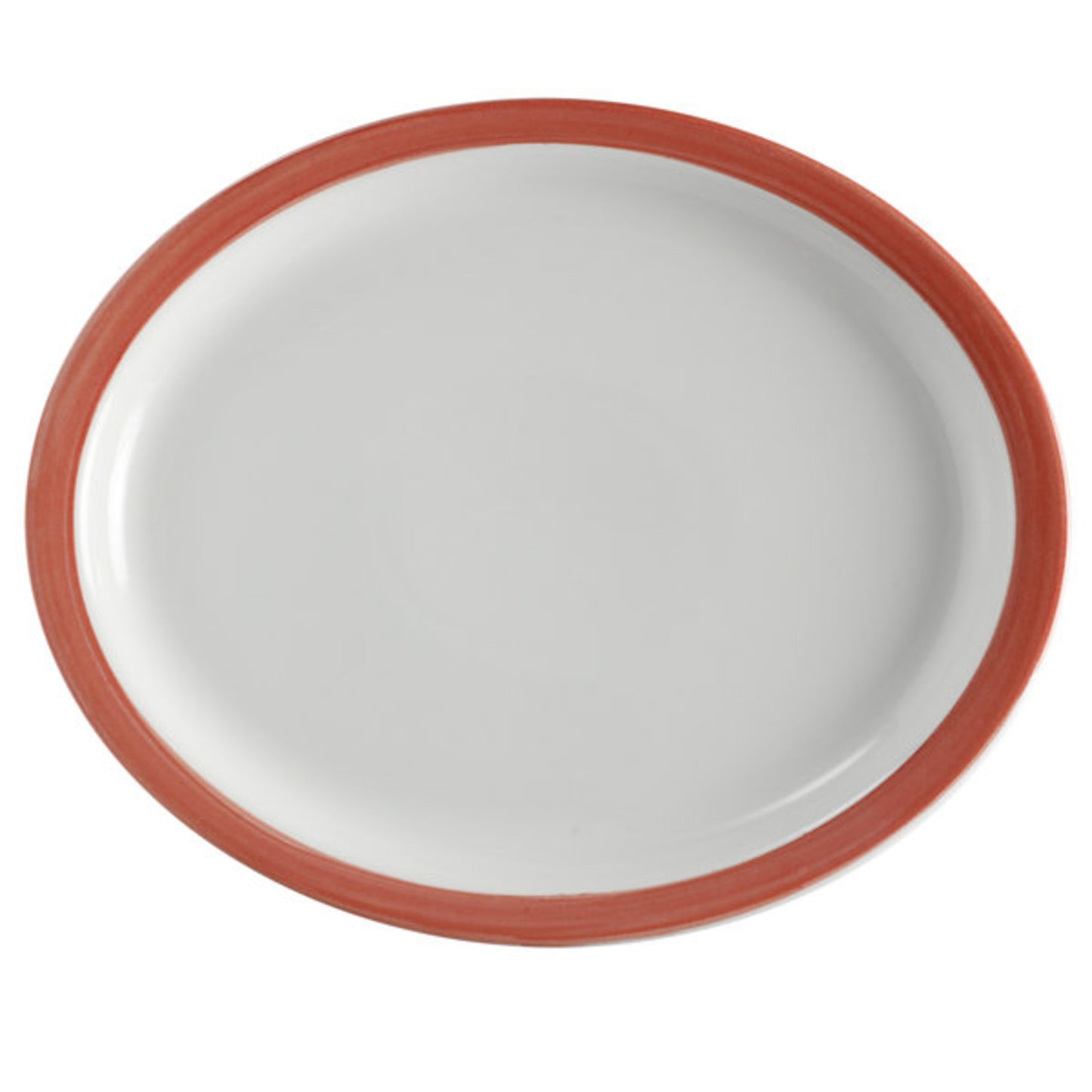 13" x 11" Coral Porcelain Rolled Edge Oval Platter with Narrow Rim, Corona Calypso (Stocked) (12 Pack)