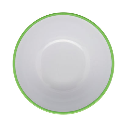 10 oz. White with Green Trim, Melamine Small Side Salad, Soup Bowl, 12 oz. rim-full, 4.75" dia., 2" deep, G.E.T. Settlement Oasis (12 Pack)