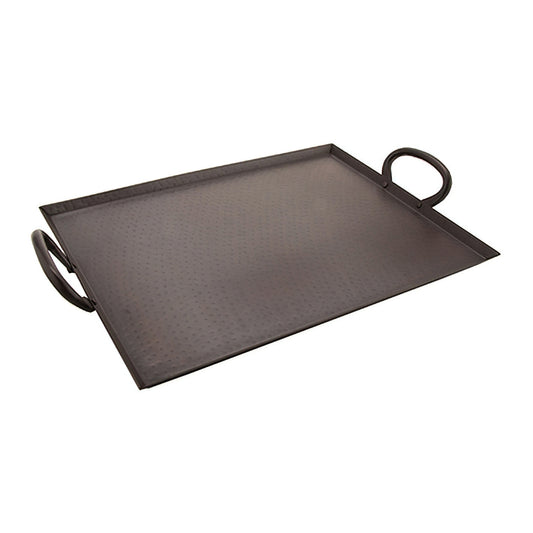 16" x 12" Antique Hammered Finish tray w/ Handles, 3/8" tray height ,tray length including handles 18 7/8"