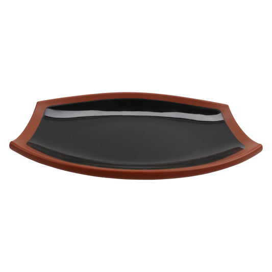 12" balance shiny black/matte terra cotta rectangle melamine platter (large), 12"L x 8.4"W x 1"H, GET, cheforward