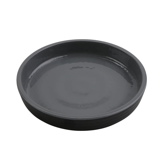 5" Round edged Melamine Dinner Plate, Glossy Gray inside/ Black Matte outside, GET. Roca. (12 Pack)