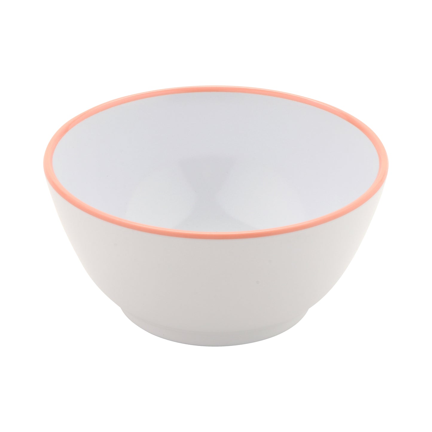 10 oz. White with Pink Trim, Melamine Small Side Salad, Soup Bowl, 12 oz. rim-full, 4.75" dia., 2" deep, G.E.T. Settlement Oasis (12 Pack)