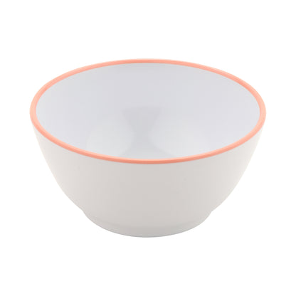 10 oz. White with Pink Trim, Melamine Small Side Salad, Soup Bowl, 12 oz. rim-full, 4.75" dia., 2" deep, G.E.T. Settlement Oasis (12 Pack)