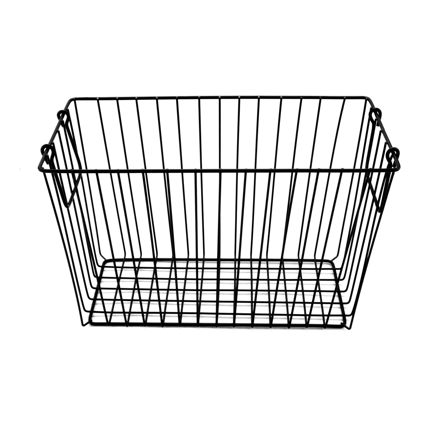 14.5" L x 7.25" W x 9.25" H, Iron Powder Coated, Gun Metal Grey, Rectangular Basket with Swinging Handles, G.E.T Breeze Baskets