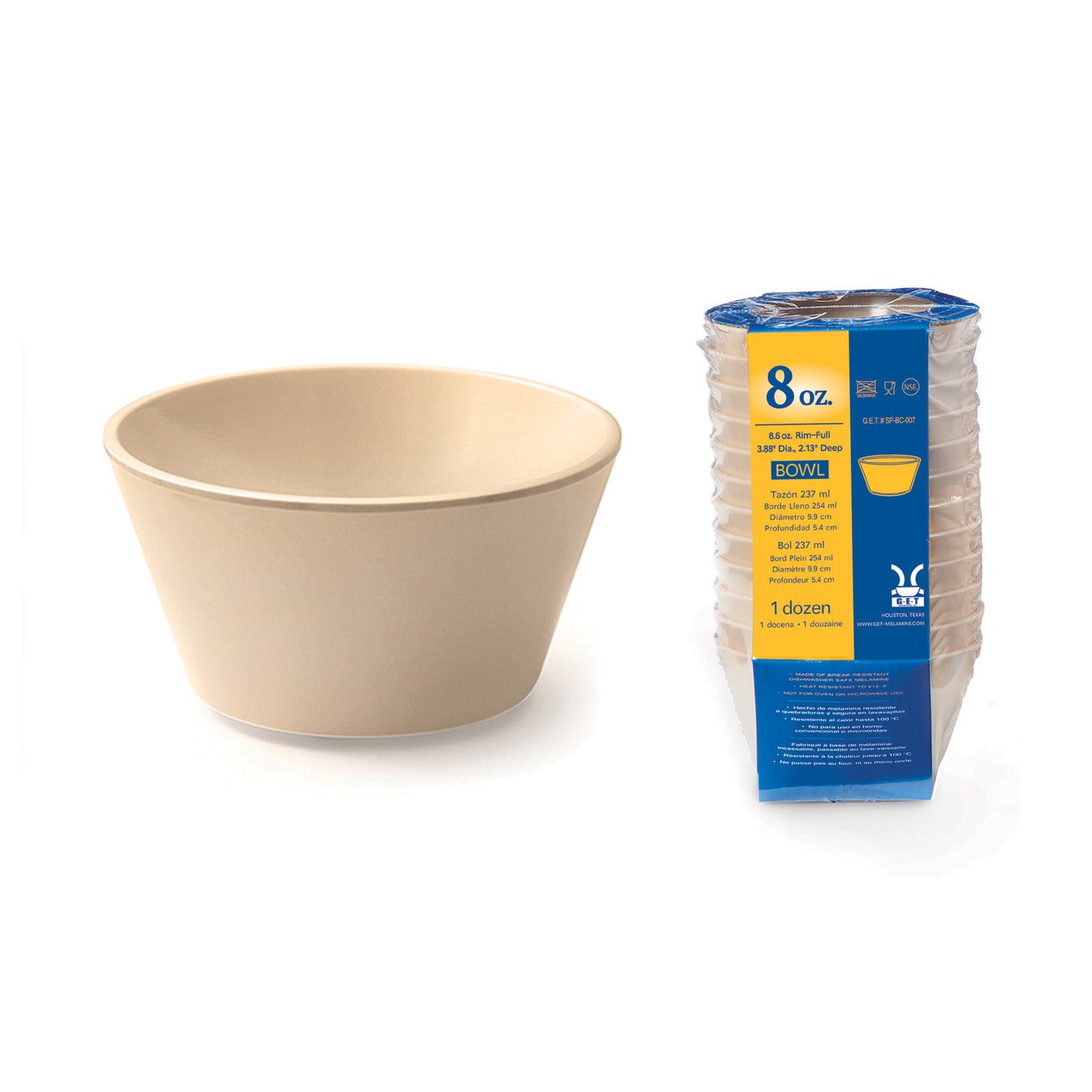 8 oz. (8.6 oz. Rim-Full), 4" Bowl, 2.25" Deep. Special Packaging (12 Pack)