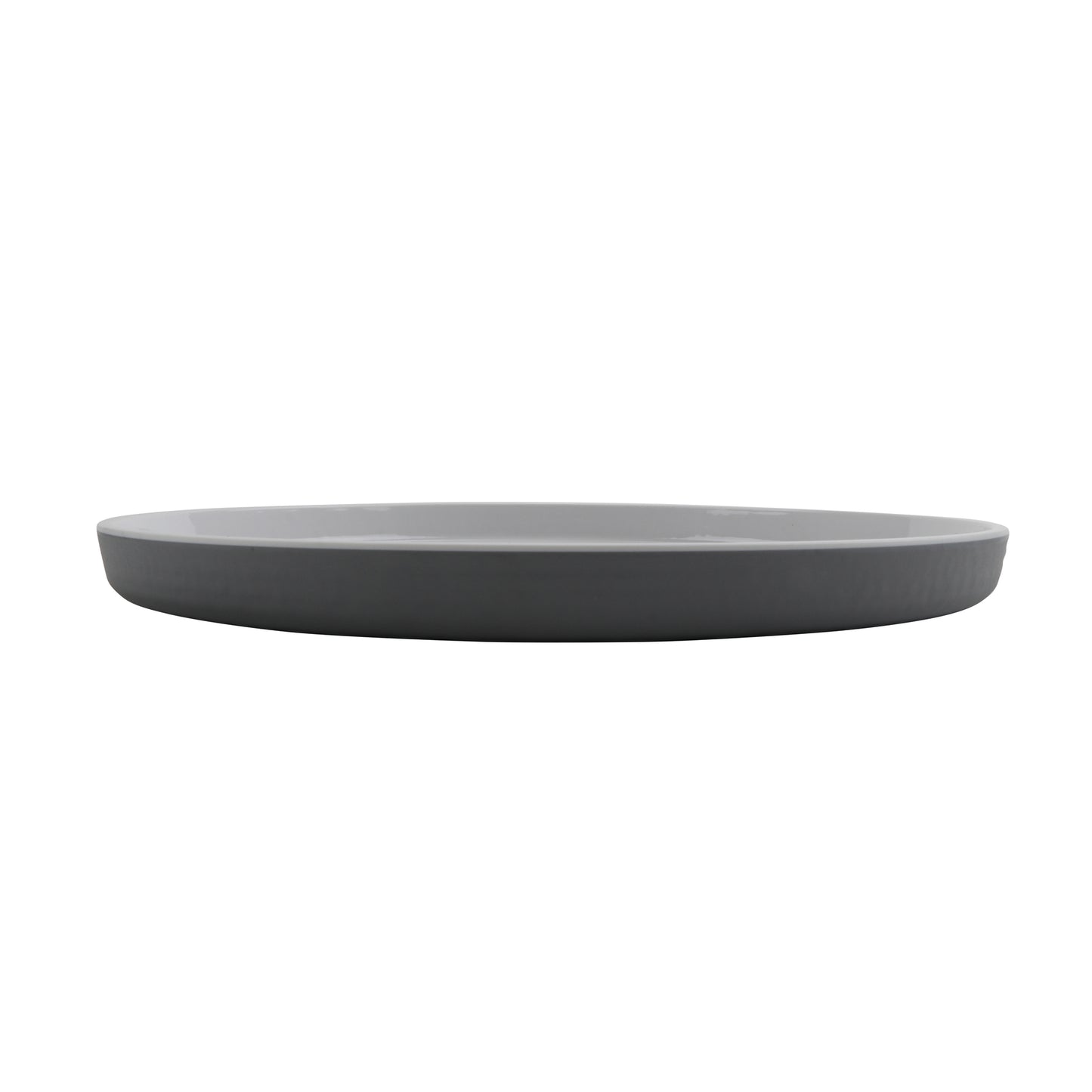 11" Round Edged Melamine Dinner plate, Glossy White inside/ Gray Matte outside, GET. Roca. (12 Pack)