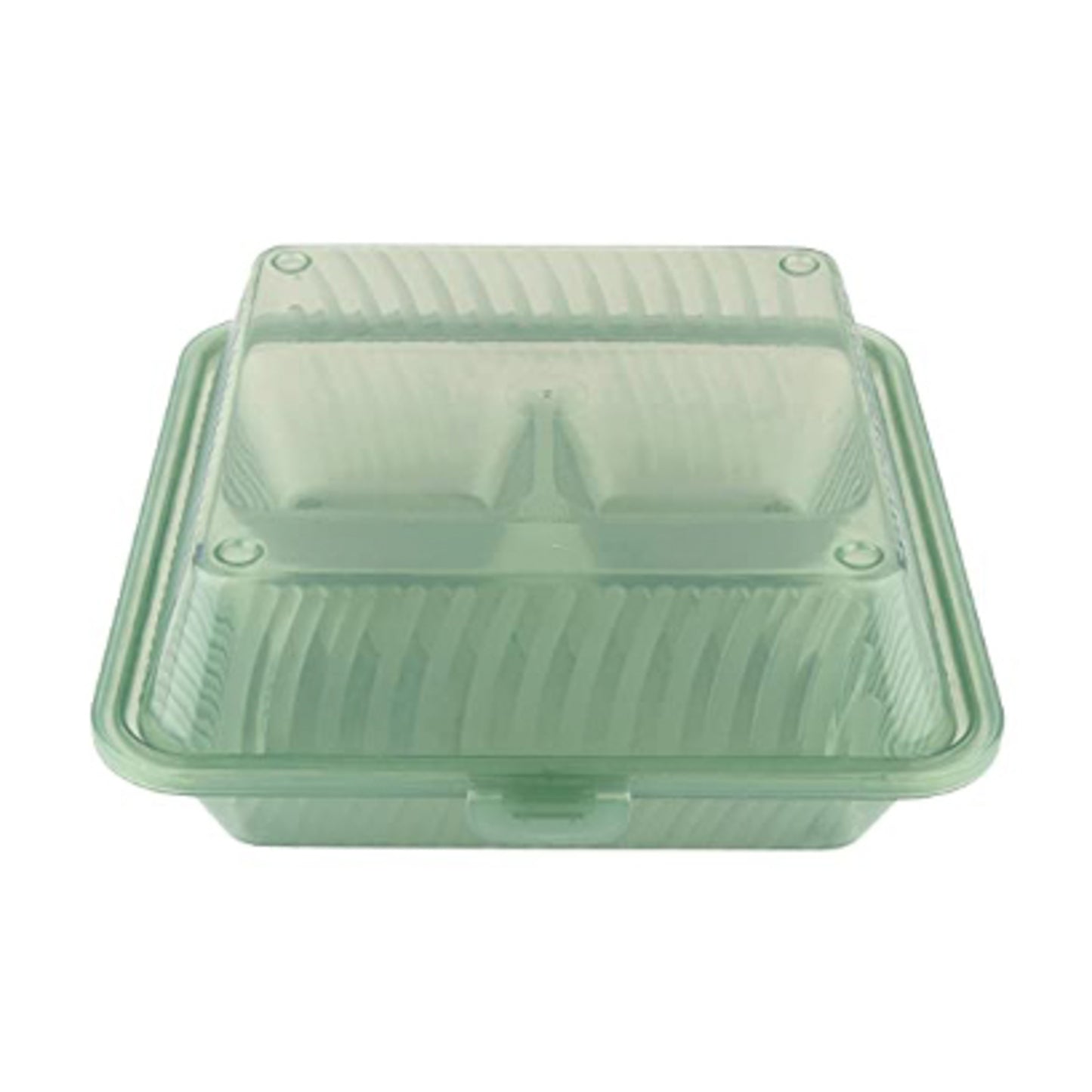 3-Compartment, Polypropylene, Jade, Food Reusable Container, 9" L x 9" L x 3.5" H, G.E.T. Eco-Takeout's (12 Pack)