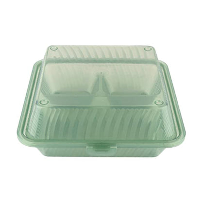 3-Compartment, Polypropylene, Jade, Food Reusable Container, 9" L x 9" L x 3.5" H, G.E.T. Eco-Takeout's (12 Pack)