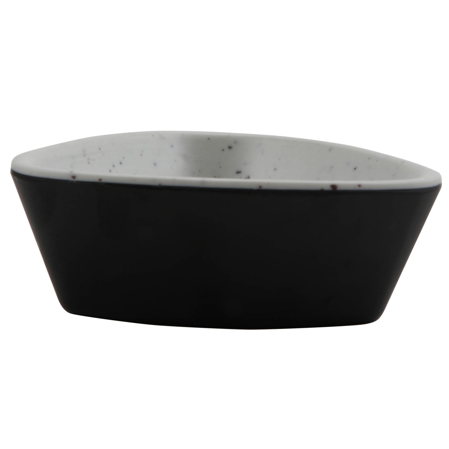 2.5 oz revive stone natural/black triangle melamine ramekin with organic texture, 3.25"L x 3"W x 1.63"H, GET, cheforward