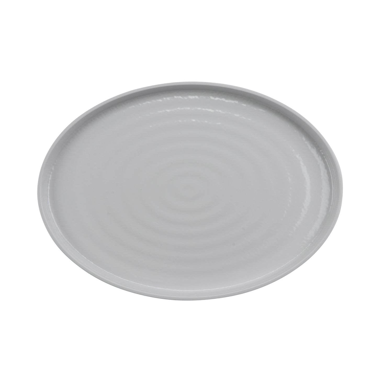 14" x 10" Melamine Oval Platter, Glossy White inside/ Gray Matte outside, GET. Roca.