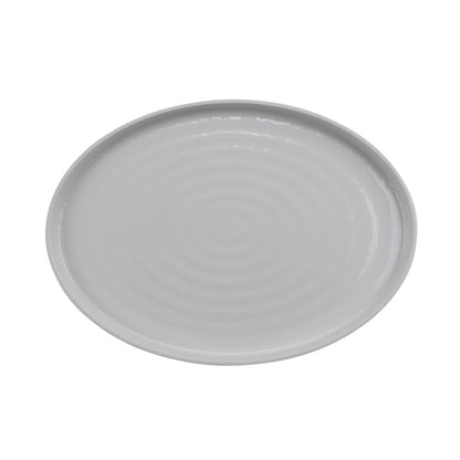 14" x 10" Melamine Oval Platter, Glossy White inside/ Gray Matte outside, GET. Roca.