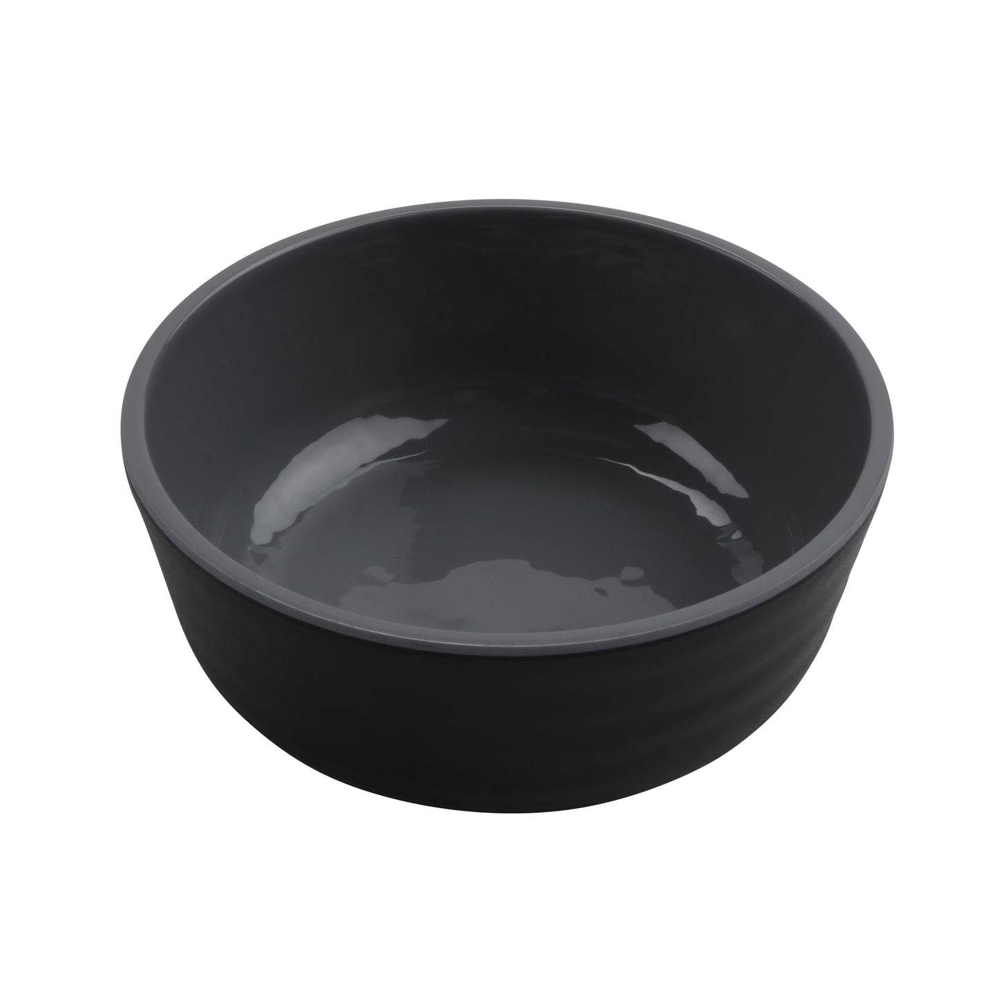 15 oz Soup/Salad Melamine Bowl (20 oz Rim Full), Glossy Gray inside/ Black Matte outside, GET. Roca. (12 Pack)