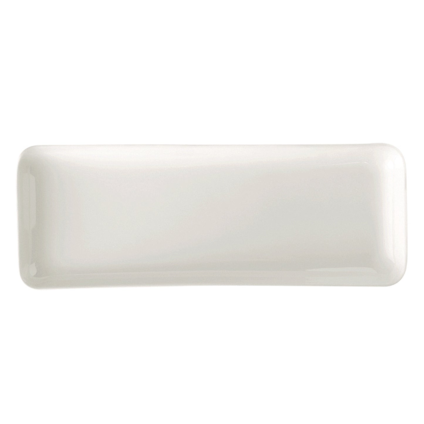 14 1/6" x 5 1/2" Bright White Porcelain Rectangular Platter, Corona Asia (Stocked) (12 Pack)