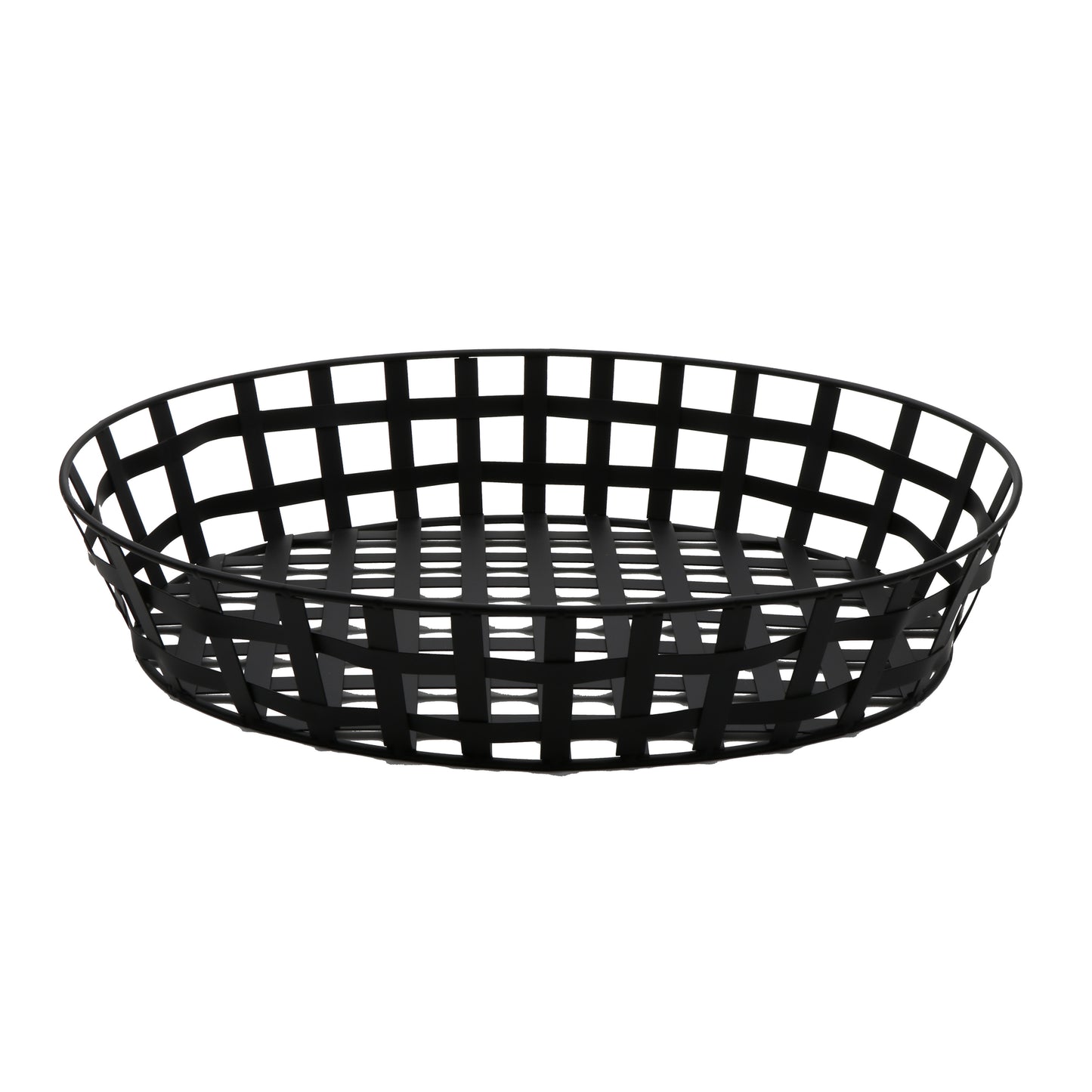 19.5" L x 15" W x 4" H, Black, Iron Powder Coated, Oval Basket, (3.5" Deep), G.E.T Harvest Baskets