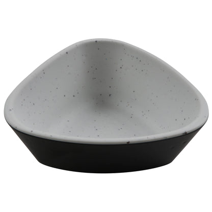 6.5 oz revive stone natural/black triangle melamine ramekin with organic texture, 4.69"L x 4.25"W x 0.88"H, GET, cheforward