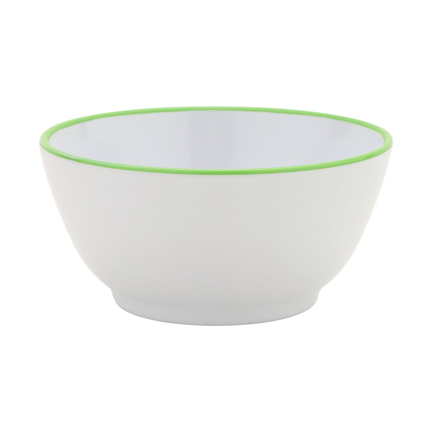 10 oz. White with Green Trim, Melamine Small Side Salad, Soup Bowl, 12 oz. rim-full, 4.75" dia., 2" deep, G.E.T. Settlement Oasis (12 Pack)