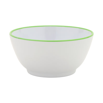 10 oz. White with Green Trim, Melamine Small Side Salad, Soup Bowl, 12 oz. rim-full, 4.75" dia., 2" deep, G.E.T. Settlement Oasis (12 Pack)