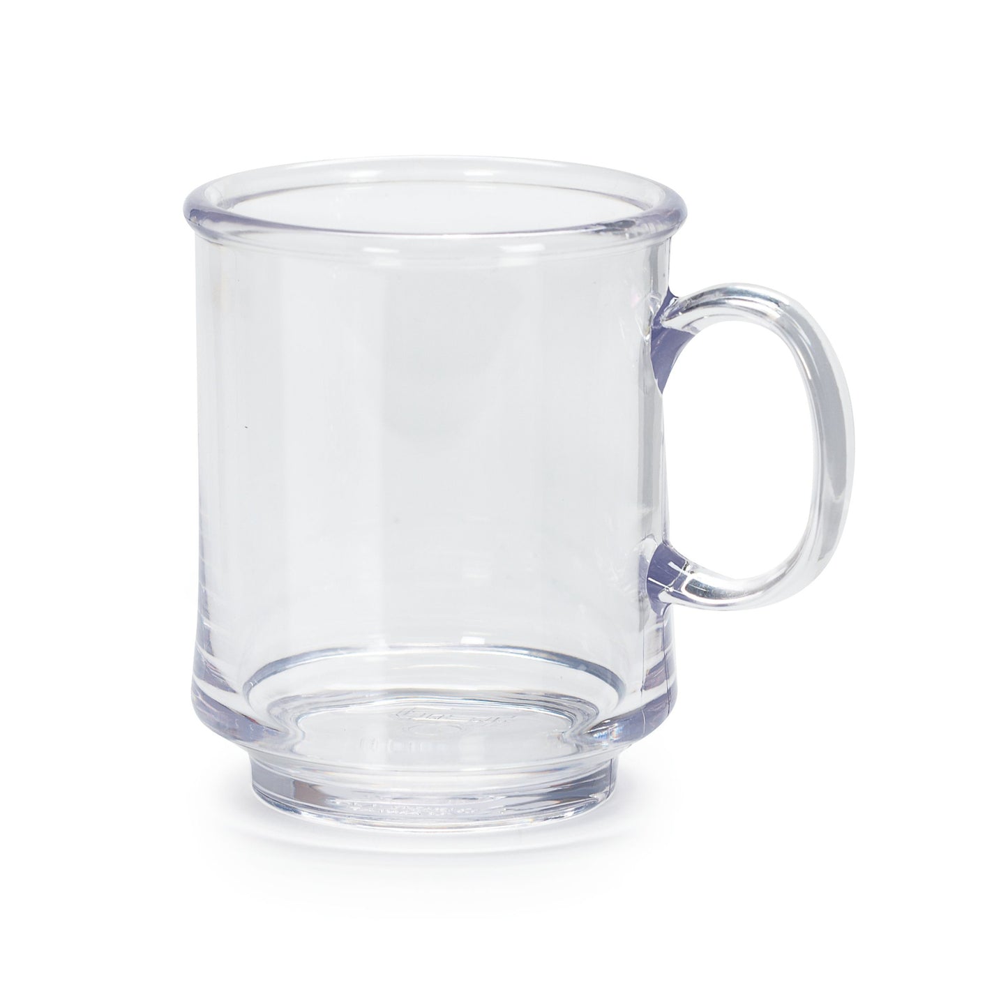 8 oz. Tritan, Clear, Stacking Mug with Handle, (10 oz. rim-full), 3" Top Dia., (4" Top Dia. with Handle), 3.72" Tall, 3.5" Deep, G.E.T. Cups & Mugs (12 Pack)