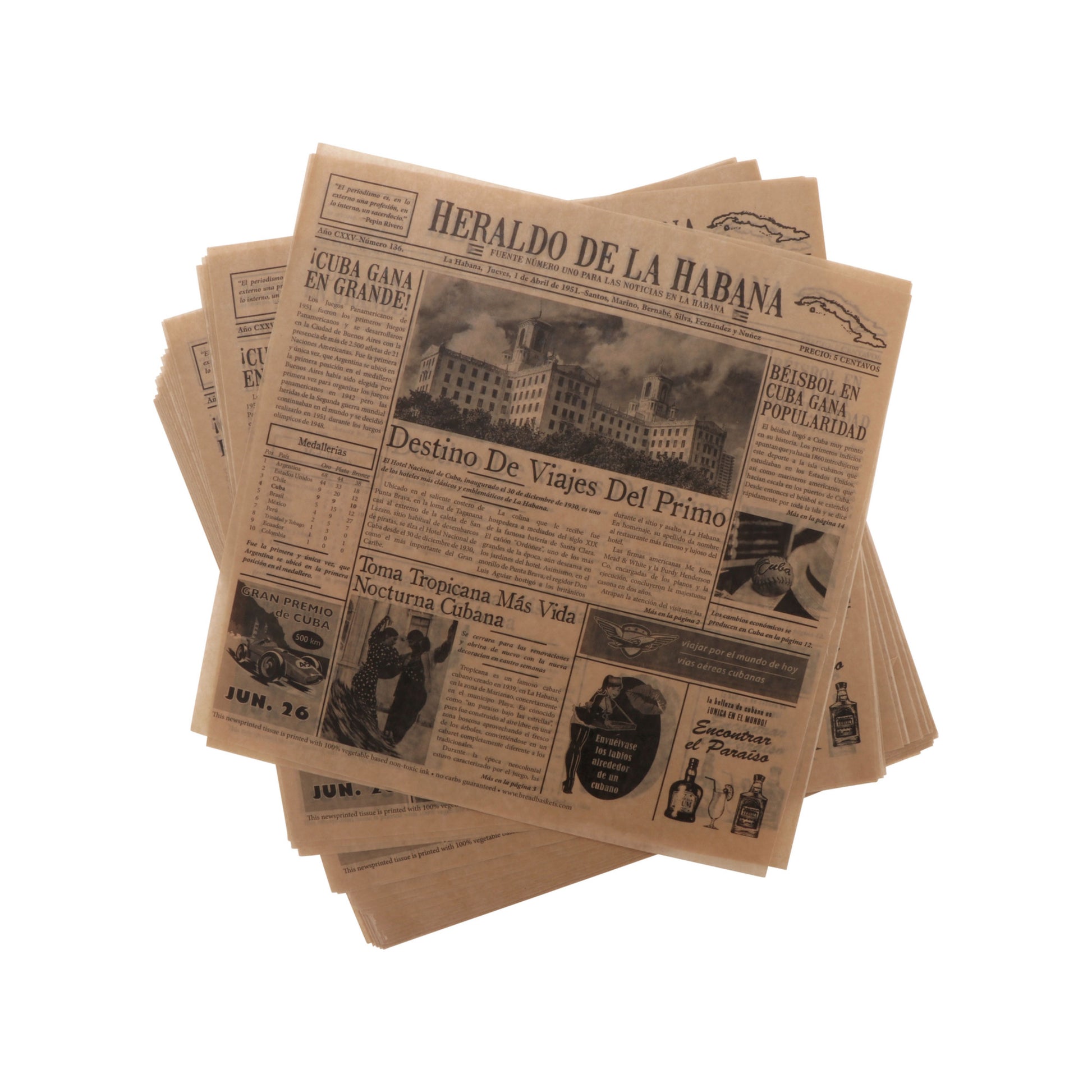 French Fry Wax Paper Liners- Newsprint - The Peppermill