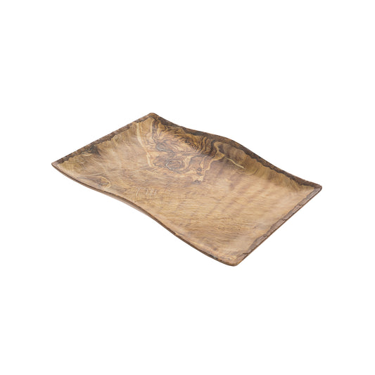 17.3" transform olive wood rectangle melamine platter (medium), 17.3"L x 12.2"W x 1.8"H, GET, cheforward