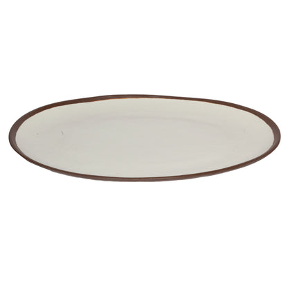 18" x 13" Cream, Melamine Oval Platter, G.E.T. Pottery Market Glazed