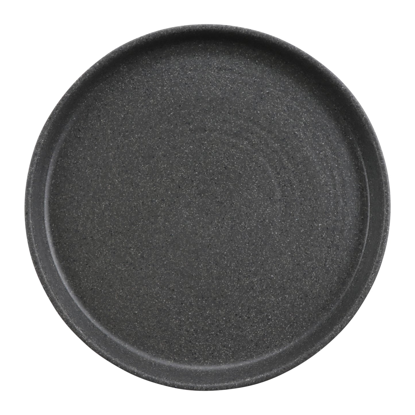 12" infuse stone grey/black melamine plate with edge rim (large), 12"L x 12"W x 1.6"H, GET, cheforward