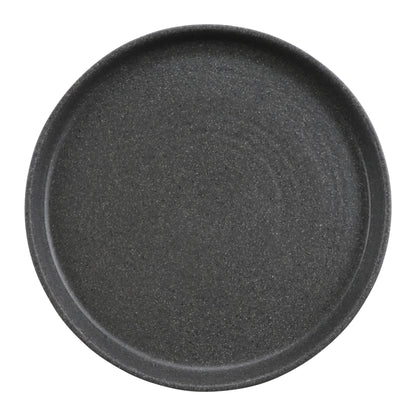 12" infuse stone grey/black melamine plate with edge rim (large), 12"L x 12"W x 1.6"H, GET, cheforward