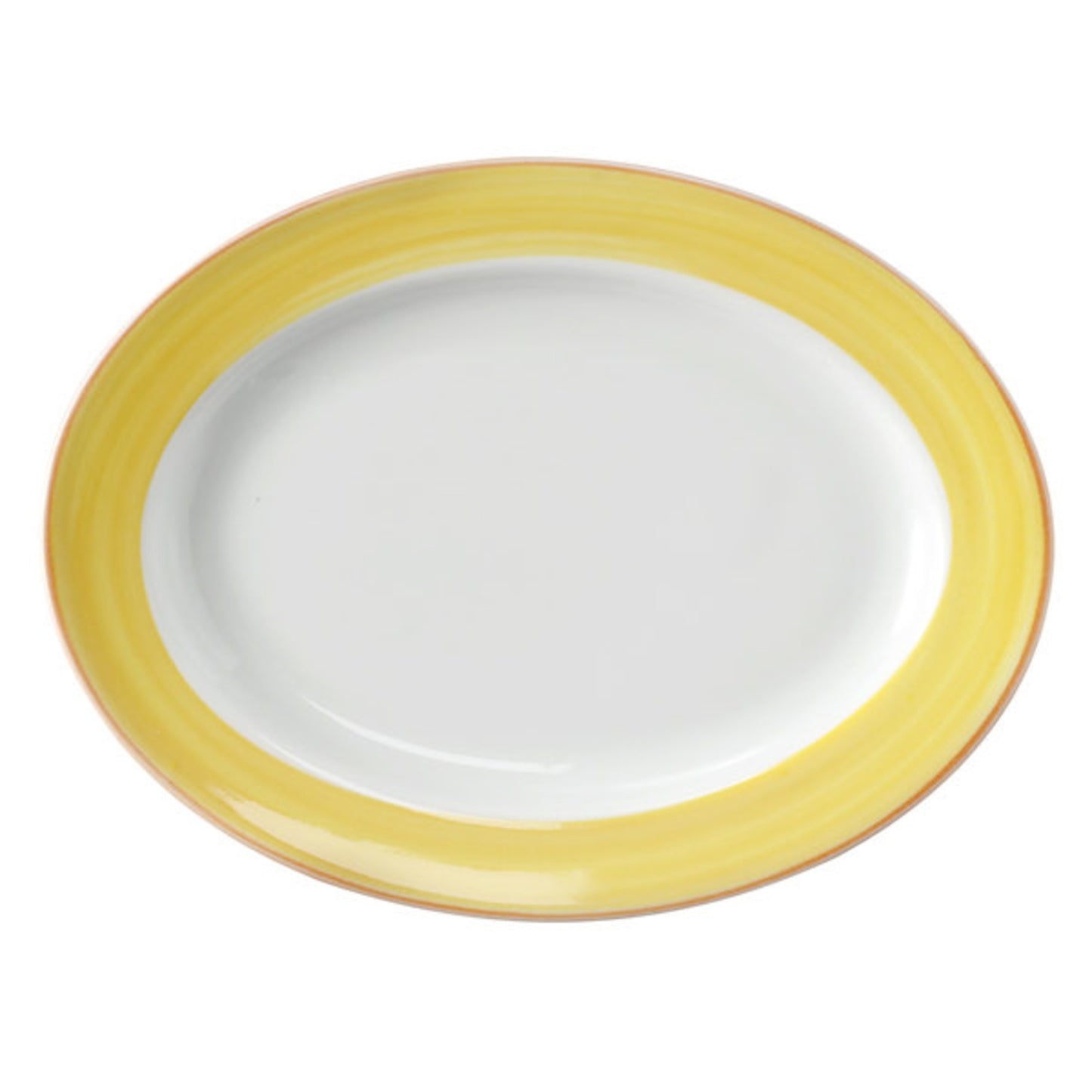 12" x 9" Yellow Porcelain Rolled Edge Oval Platter with Rim, Corona Calypso (Stocked) (12 Pack)