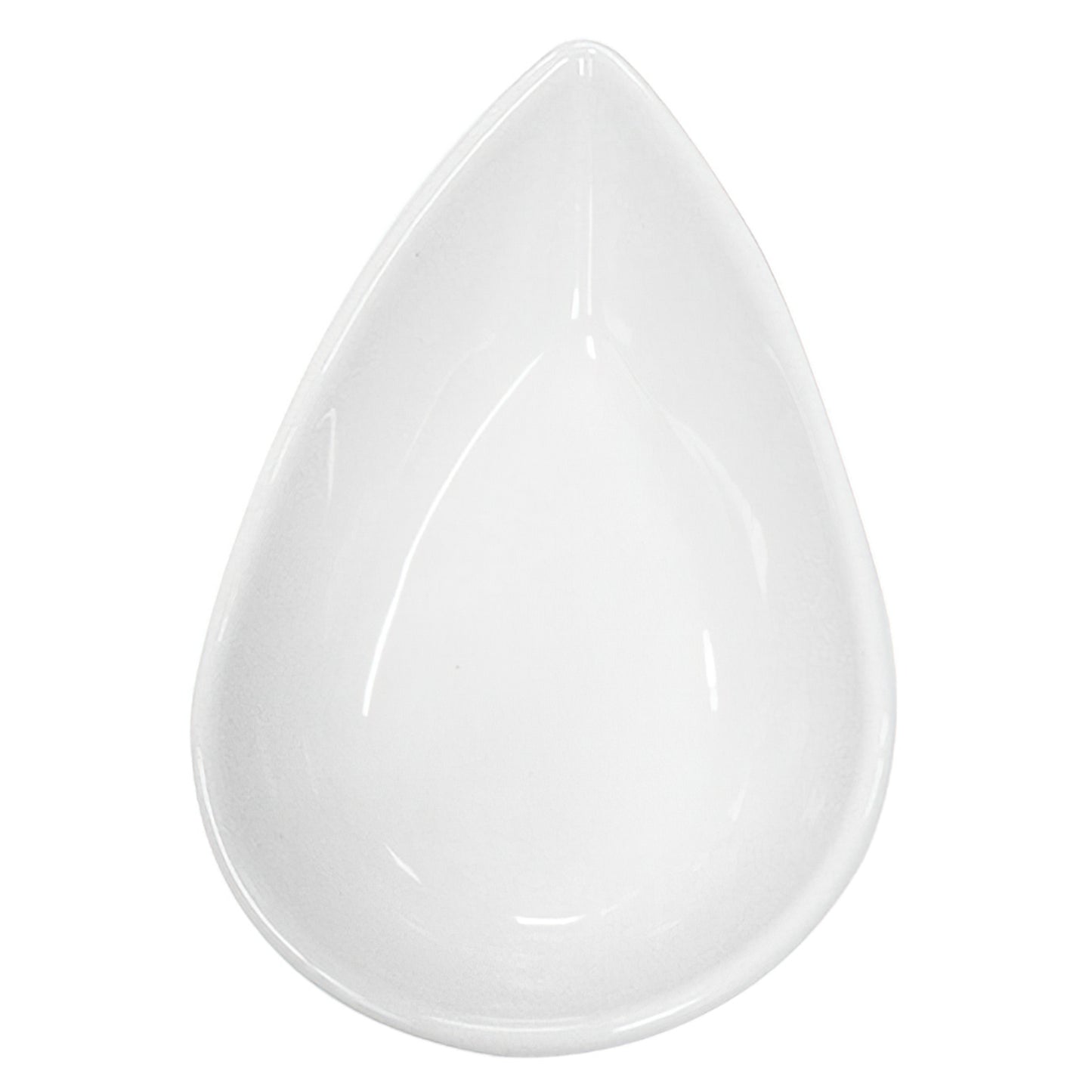 4 1/2" x  2 2/3" Bright White Porcelain Teardrop Plate, Corona Actualite (Stocked) (12 Pack)
