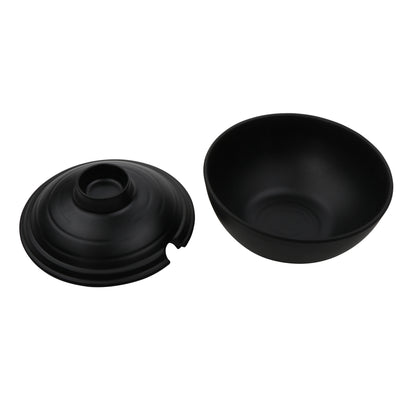 20 oz. Melamine, Black, Round Bowl with Lid, (30 oz. rim-full), 2.265" Deep, 3" H, (5" H with Lid), G.E.T Nara (12 Pack)