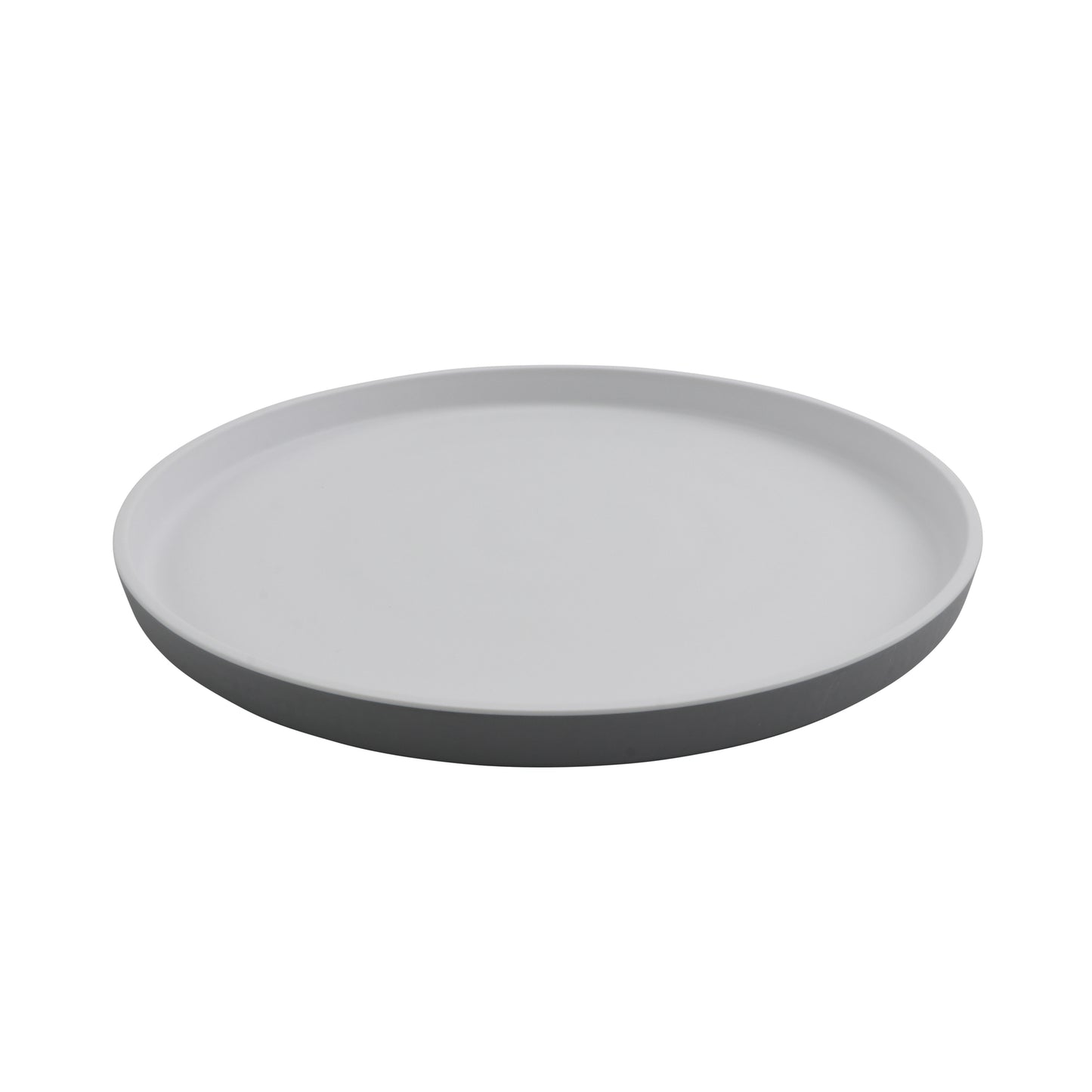 11" Round Melamine Dinner plate, White Matte inside/ Gray Matte outside, GET. Roca. (12 Pack)