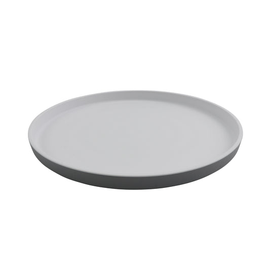 11" Round Melamine Dinner plate, White Matte inside/ Gray Matte outside, GET. Roca. (12 Pack)