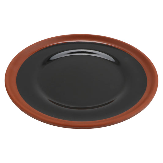 7" balance shiny black/matte terra cotta round melamine plate (small), 7"L x 7"W x 0.5"H, GET, cheforward