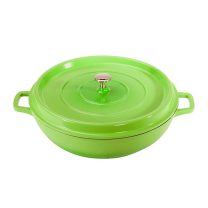 3 qt. (3.5 qt. rim-full), 10.25" Induction Ready Round Braiser / Paella w/ Lid, 2.88" deep (Clear Coat)