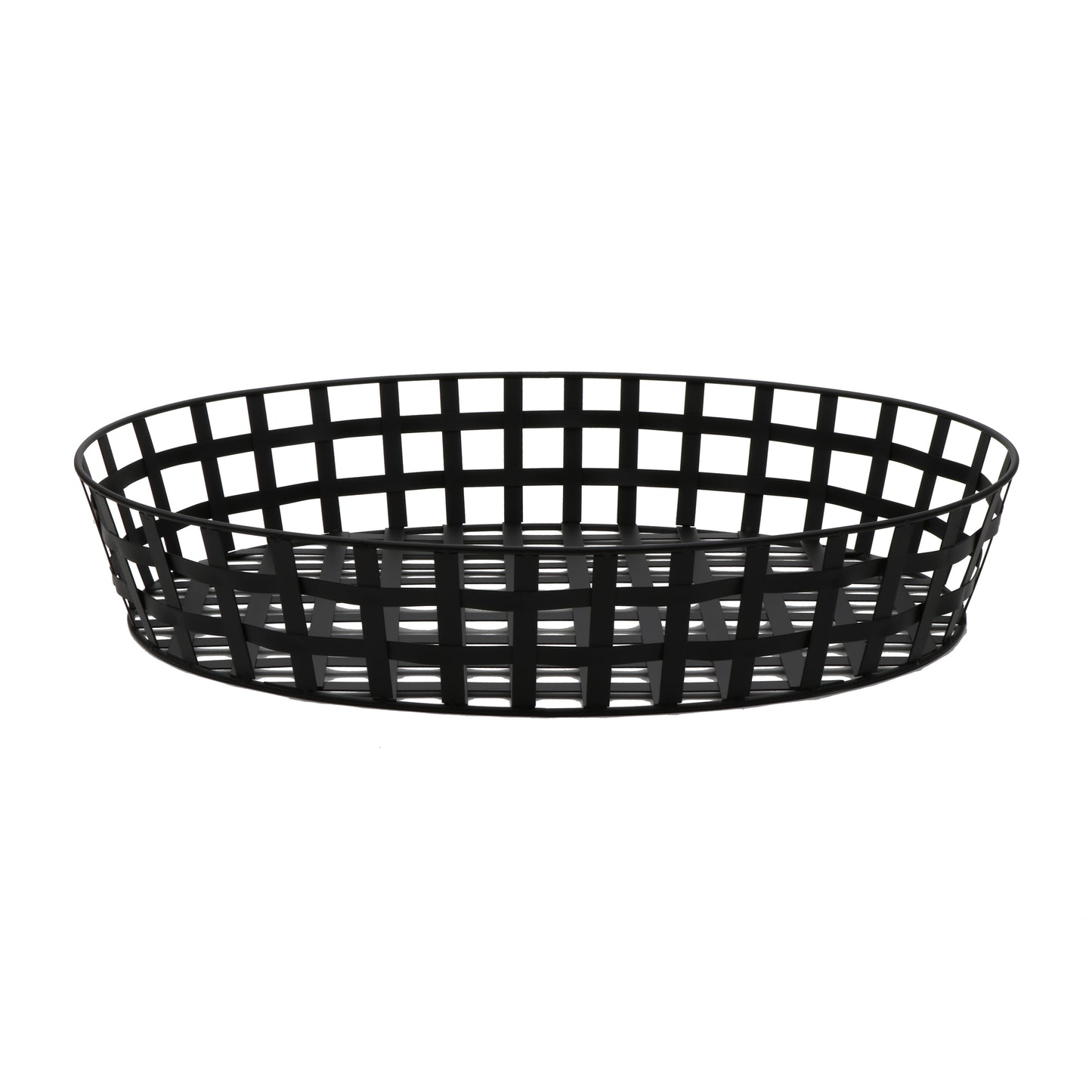 24" L x 18" W x 4.5" H, Black, Iron Powder Coated, Oval Basket, (4.25" Deep), G.E.T Harvest Baskets