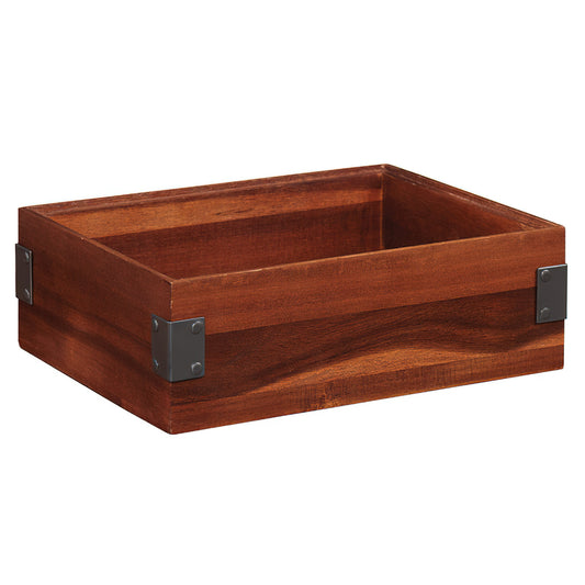 12" x 9" Rectangular Stackable Wood Display Box with Metal Brackets / Condiment Organizer, 4" tall (fit MTS-20L)