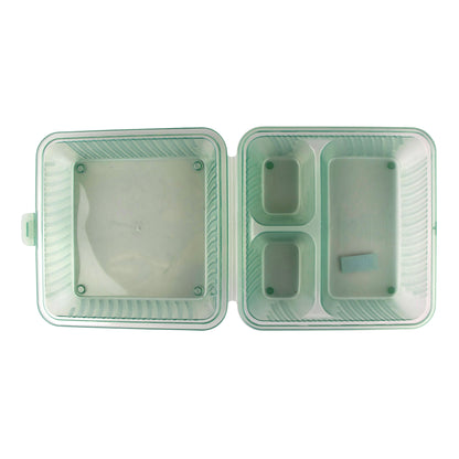 3-Compartment, Polypropylene, Jade, Food Reusable Container, 9" L x 9" L x 3.5" H, G.E.T. Eco-Takeout's (12 Pack)