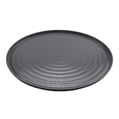 20" x 16" Melamine Oval Platter, Glossy Gray inside/ Black Matte outside, GET. Roca.