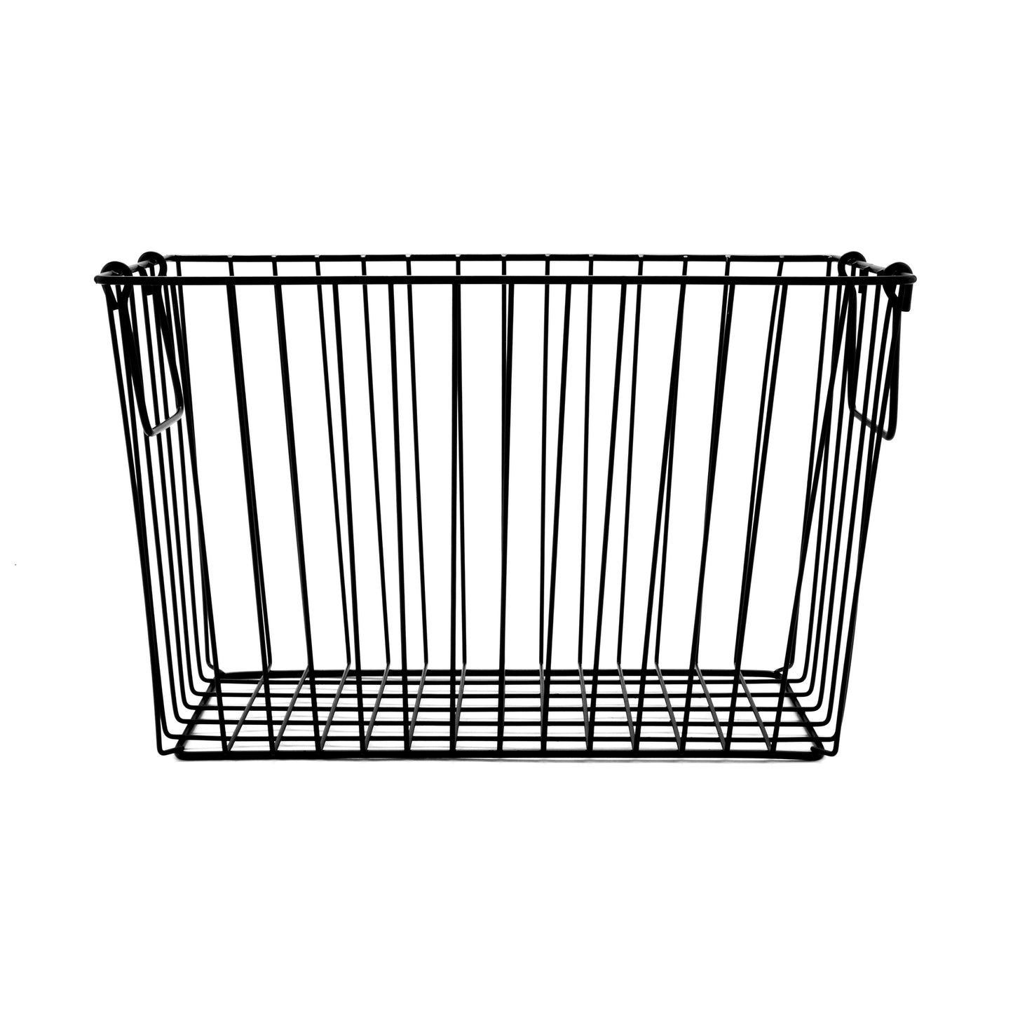 14.5" L x 7.25" W x 9.25" H, Iron Powder Coated, Gun Metal Grey, Rectangular Basket with Swinging Handles, G.E.T Breeze Baskets