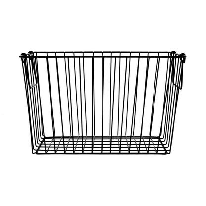 14.5" L x 7.25" W x 9.25" H, Iron Powder Coated, Gun Metal Grey, Rectangular Basket with Swinging Handles, G.E.T Breeze Baskets